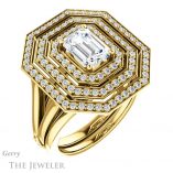 Emerald Cut Forever One Moissanite Engagement Ring #GTJ1057-emerald-fb-y 6 Emerald Cut Forever Brilliant Moissanite Engagement Ring #GTJ1057-emerald-fb-y