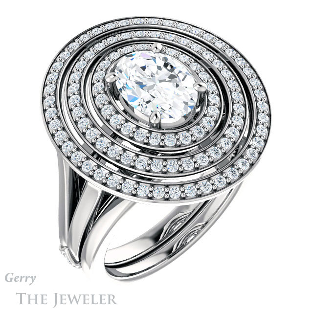 Oval Shaped Forever One Moissanite Engagement Ring #GTJ1057-oval-fo-w 6 Oval Shaped Forever One Moissanite Engagement Ring #GTJ1057-oval-fo-w