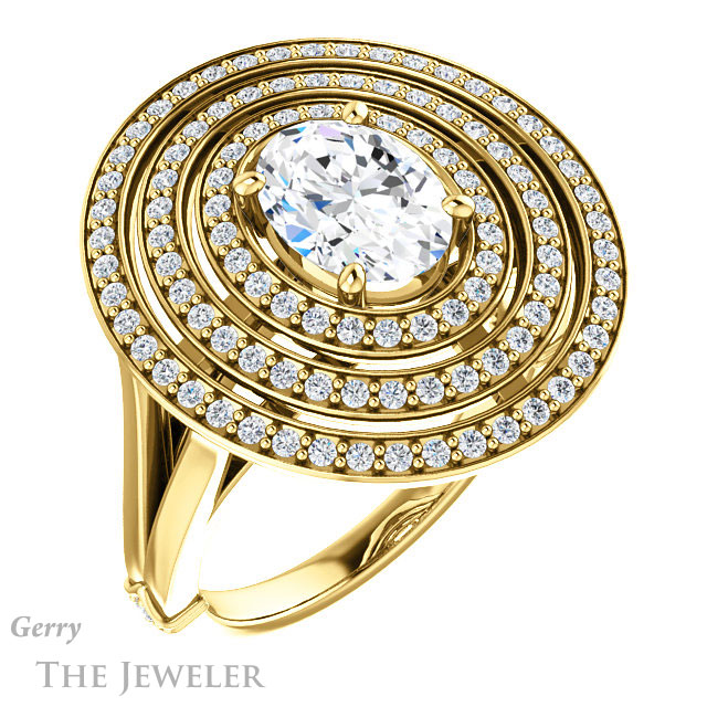 Oval Shaped Forever One Moissanite Engagement Ring #GTJ1057-oval-fo-y