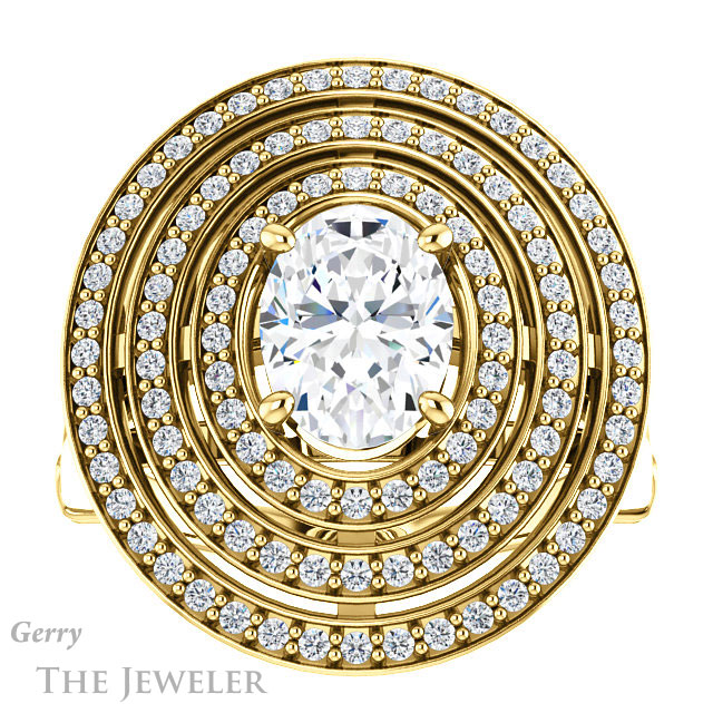 Oval Shaped Forever One Moissanite Engagement Ring #GTJ1057-oval-fo-y