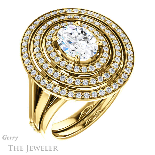 Oval Shaped Forever One Moissanite Engagement Ring #GTJ1057-oval-fo-y