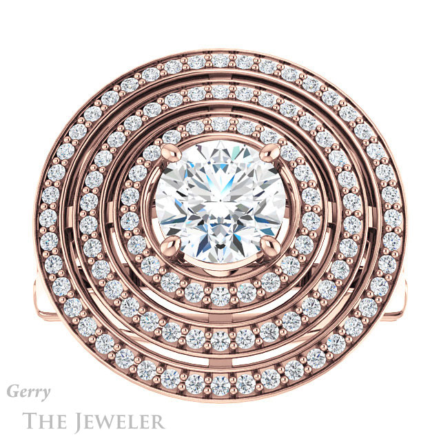 Round Cut Forever One Moissanite Engagement Ring #GTJ1057-round-fo-r