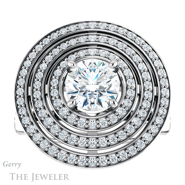 Round Cut Forever One Moissanite Engagement Ring #GTJ1057-round-fo-w 1 Round Cut Forever One Moissanite Engagement Ring #GTJ1057-round-fo-w