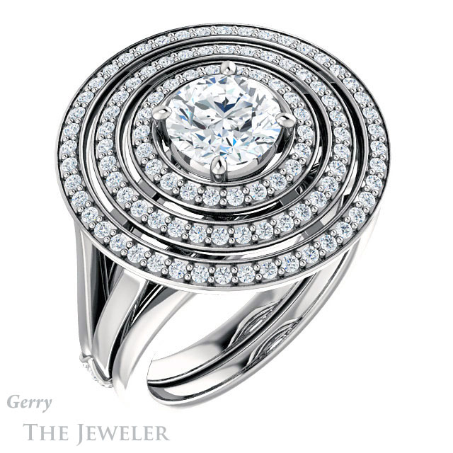 Round Cut Forever One Moissanite Engagement Ring #GTJ1057-round-fo-w 6 Round Cut Forever One Moissanite Engagement Ring #GTJ1057-round-fo-w
