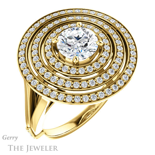 Round Cut Forever One Moissanite Engagement Ring #GTJ1057-round-fo-y 4 Round Cut Forever One Moissanite Engagement Ring #GTJ1057-round-fo-y