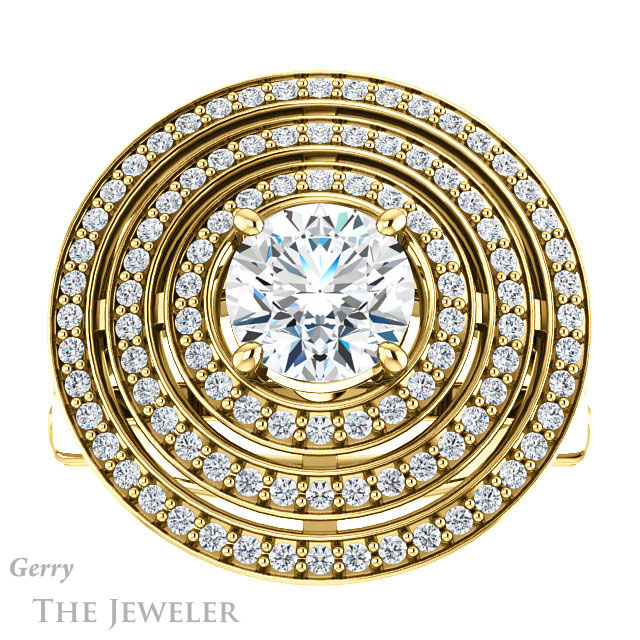 Round Cut Forever One Moissanite Engagement Ring #GTJ1057-round-fo-y 1 Round Cut Forever One Moissanite Engagement Ring #GTJ1057-round-fo-y