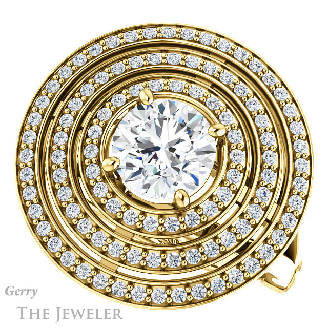 Round Cut Forever One Moissanite Engagement Ring #GTJ1057-round-fo-y 5 Round Cut Forever One Moissanite Engagement Ring #GTJ1057-round-fo-y