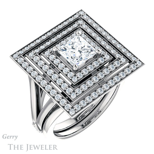 Princess Cut Forever One Moissanite Engagement Ring #GTJ1057-square-fo-w 6 Princess Cut Forever One Moissanite Engagement Ring #GTJ1057-square-fo-w
