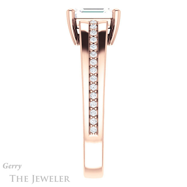 Emerald Cut Forever One Moissanite Engagement Ring #GTJ1058-emerald-fb-r | Gerry The Jeweler Emerald Cut Forever Brilliant Moissanite Engagement Ring #GTJ1058-emerald-fb-r