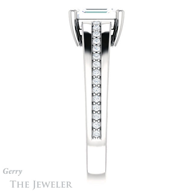Emerald Cut Forever One Moissanite Engagement Ring #GTJ1058-emerald-fb-w | Gerry The Jeweler Emerald Cut Forever Brilliant Moissanite Engagement Ring #GTJ1058-emerald-fb-w
