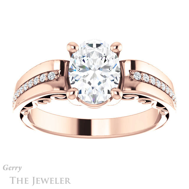 Oval Shaped Forever One Moissanite Engagement Ring #GTJ1058-oval-fo-r | Gerry The Jeweler Oval Shaped Forever One Moissanite Engagement Ring #GTJ1058-oval-fo-r