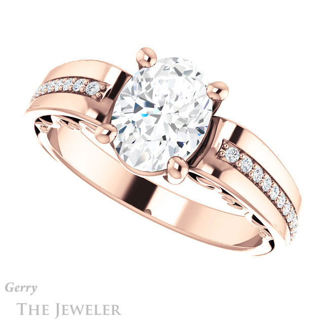 Oval Shaped Forever One Moissanite Engagement Ring #GTJ1058-oval-fo-r | Gerry The Jeweler Oval Shaped Forever One Moissanite Engagement Ring #GTJ1058-oval-fo-r