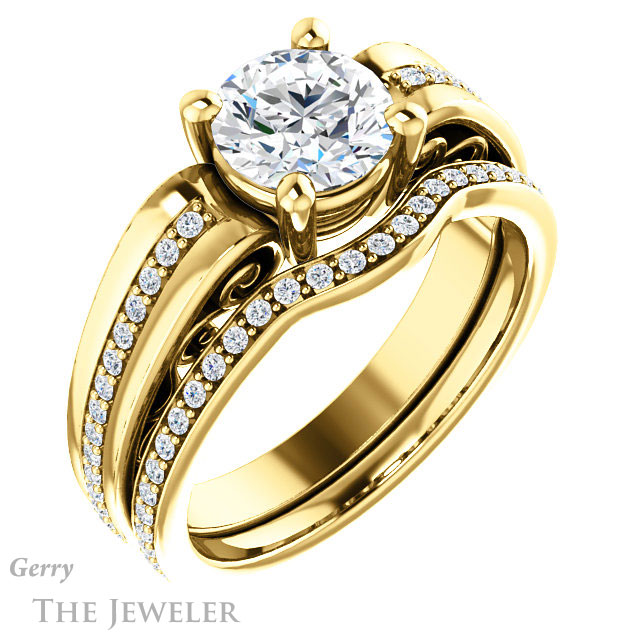 Round Cut Forever One Moissanite Engagement Ring #GTJ1058-round-fo-y | Gerry The Jeweler Round Cut Forever One Moissanite Engagement Ring #GTJ1058-round-fo-y