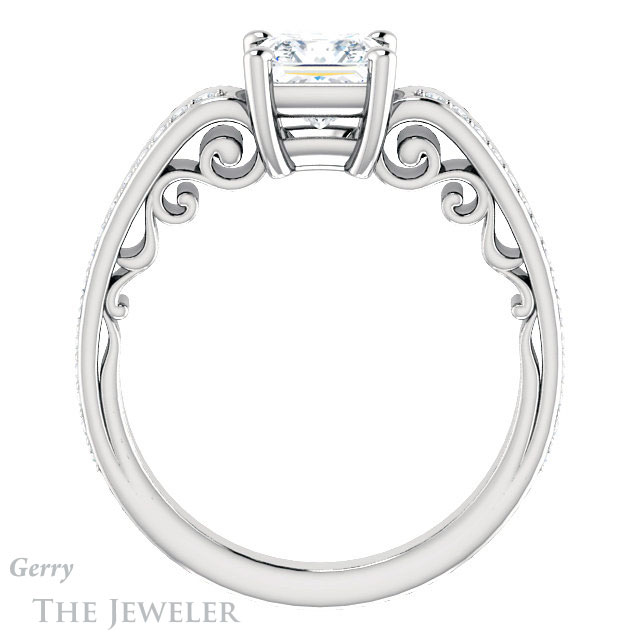 Princess Cut Forever One Moissanite Engagement Ring #GTJ1058-square-fo-w | Gerry The Jeweler Princess Cut Forever One Moissanite Engagement Ring #GTJ1058-square-fo-w