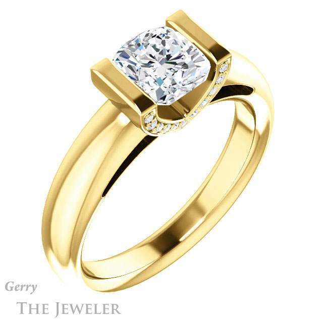 Cushion Cut Forever One Moissanite Engagement Ring #GTJ1059-cushion-fo-y 4 Cushion Cut Forever One Moissanite Engagement Ring #GTJ1059-cushion-fo-y
