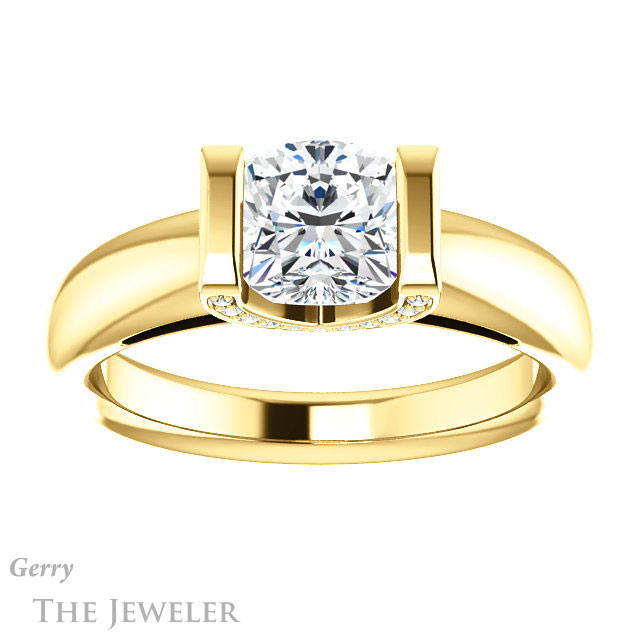 Cushion Cut Forever One Moissanite Engagement Ring #GTJ1059-cushion-fo-y 1 Cushion Cut Forever One Moissanite Engagement Ring #GTJ1059-cushion-fo-y