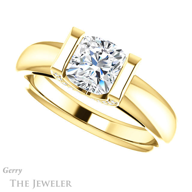 Cushion Cut Forever One Moissanite Engagement Ring #GTJ1059-cushion-fo-y 5 Cushion Cut Forever One Moissanite Engagement Ring #GTJ1059-cushion-fo-y