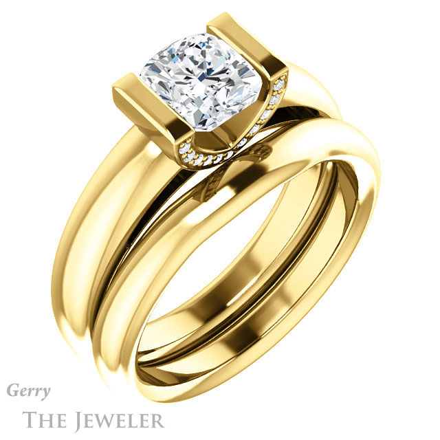 Cushion Cut Forever One Moissanite Engagement Ring #GTJ1059-cushion-fo-y 6 Cushion Cut Forever One Moissanite Engagement Ring #GTJ1059-cushion-fo-y