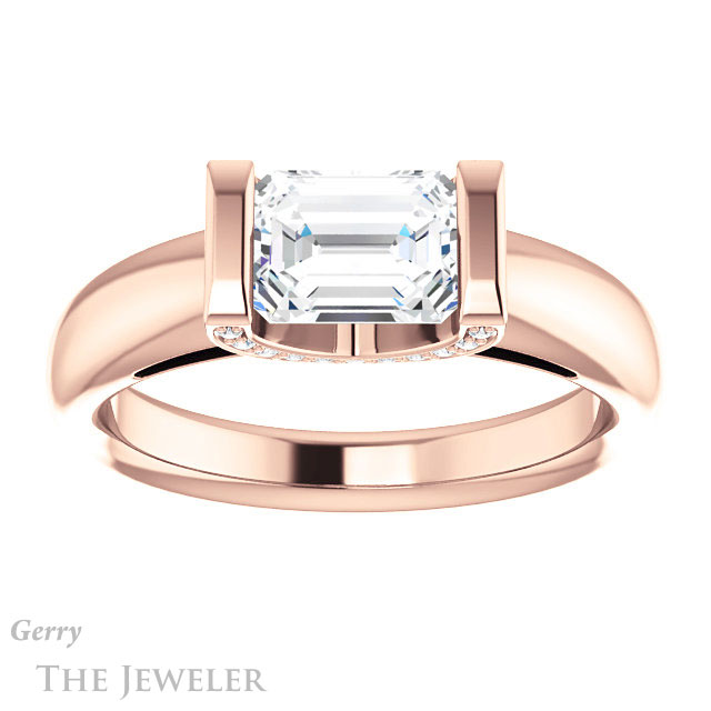 Emerald Cut Forever Brilliant Moissanite Engagement Ring #GTJ1059-emerald-fb-r
