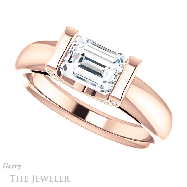 Emerald Cut Forever Brilliant Moissanite Engagement Ring #GTJ1059-emerald-fb-r