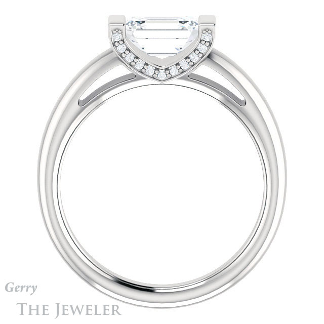 Emerald Cut Forever Brilliant Moissanite Engagement Ring #GTJ1059-emerald-fb-w