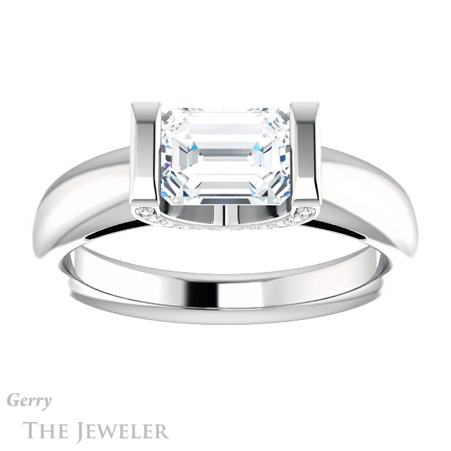 Emerald Cut Forever Brilliant Moissanite Engagement Ring #GTJ1059-emerald-fb-w