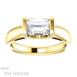 Emerald Cut Forever One Moissanite Engagement Ring #GTJ1059-emerald-fb-y 1 Emerald Cut Forever Brilliant Moissanite Engagement Ring #GTJ1059-emerald-fb-y