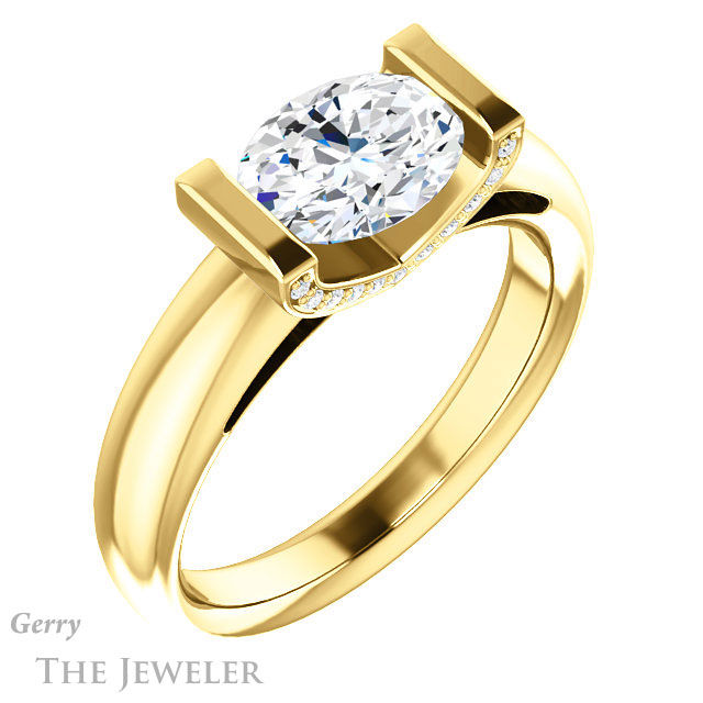 Oval Shaped Forever One Moissanite Engagement Ring #GTJ1059-oval-fo-y 4 Oval Shaped Forever One Moissanite Engagement Ring #GTJ1059-oval-fo-y