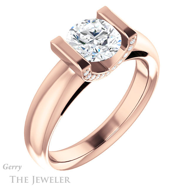 Round Cut Forever One Moissanite Engagement Ring #GTJ1059-round-fo-r 4 Round Cut Forever One Moissanite Engagement Ring #GTJ1059-round-fo-r