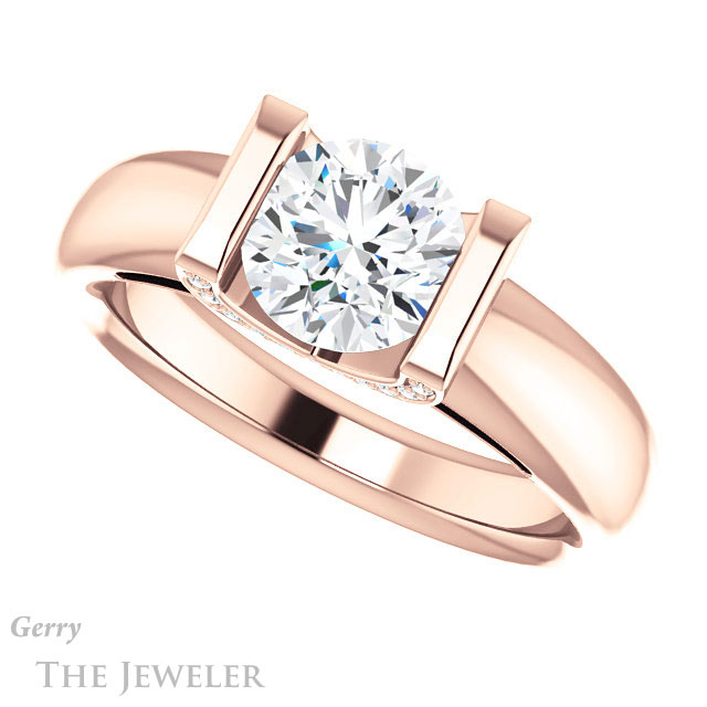 Round Cut Forever One Moissanite Engagement Ring #GTJ1059-round-fo-r 5 Round Cut Forever One Moissanite Engagement Ring #GTJ1059-round-fo-r