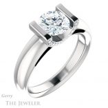 Round Cut Forever One Moissanite Engagement Ring #GTJ1059-round-fo-w 4 Round Cut Forever One Moissanite Engagement Ring #GTJ1059-round-fo-w