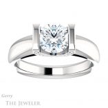 Round Cut Forever One Moissanite Engagement Ring #GTJ1059-round-fo-w 1 Round Cut Forever One Moissanite Engagement Ring #GTJ1059-round-fo-w