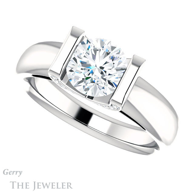 Round Cut Forever One Moissanite Engagement Ring #GTJ1059-round-fo-w 5 Round Cut Forever One Moissanite Engagement Ring #GTJ1059-round-fo-w