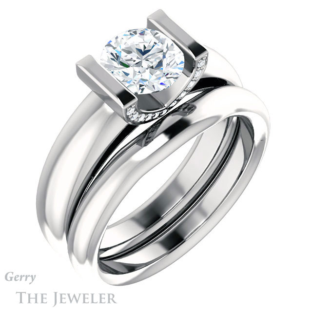 Round Cut Forever One Moissanite Engagement Ring #GTJ1059-round-fo-w 6 Round Cut Forever One Moissanite Engagement Ring #GTJ1059-round-fo-w