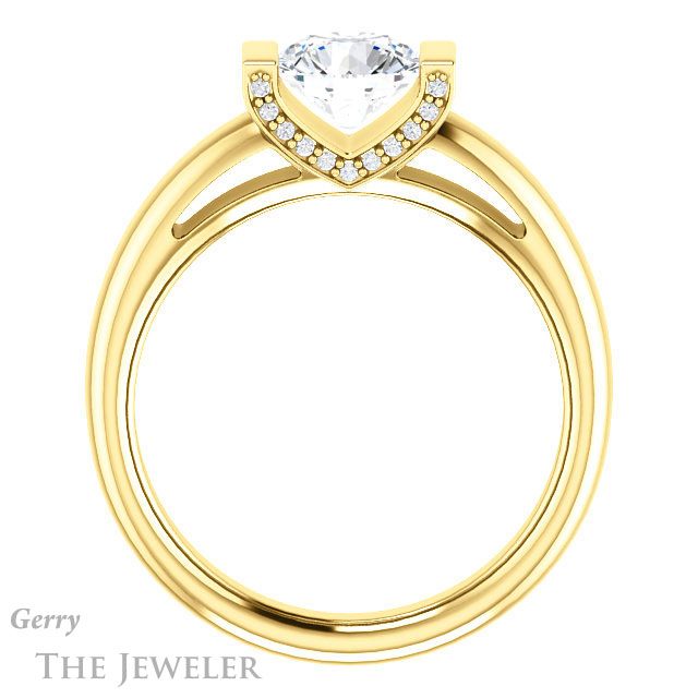 Round Cut Forever One Moissanite Engagement Ring #GTJ1059-round-fo-y 2 Round Cut Forever One Moissanite Engagement Ring #GTJ1059-round-fo-y