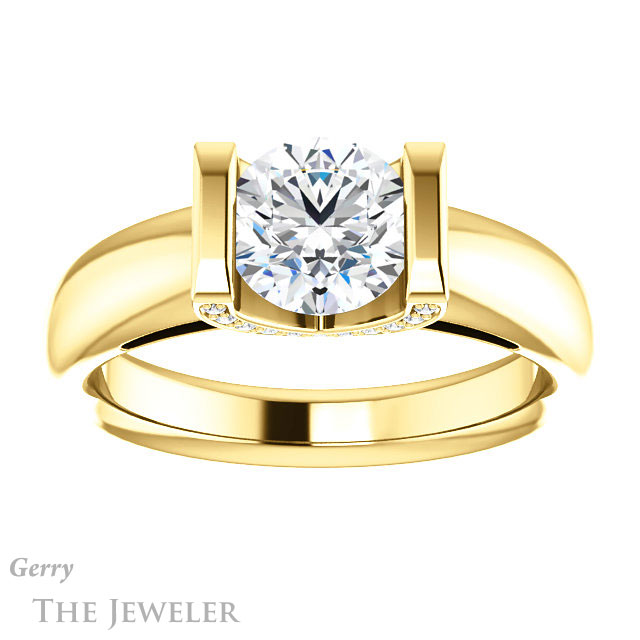 Round Cut Forever One Moissanite Engagement Ring #GTJ1059-round-fo-y 1 Round Cut Forever One Moissanite Engagement Ring #GTJ1059-round-fo-y