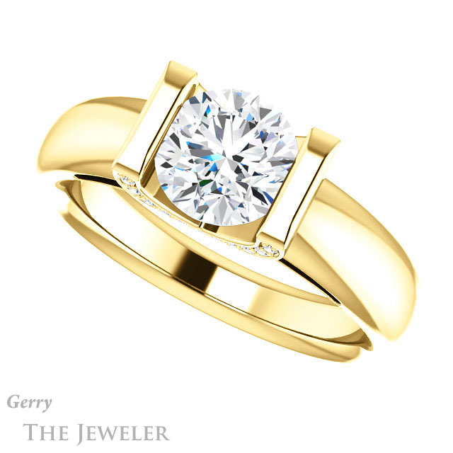 Round Cut Forever One Moissanite Engagement Ring #GTJ1059-round-fo-y 5 Round Cut Forever One Moissanite Engagement Ring #GTJ1059-round-fo-y