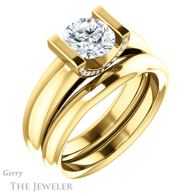 Round Cut Forever One Moissanite Engagement Ring #GTJ1059-round-fo-y 6 Round Cut Forever One Moissanite Engagement Ring #GTJ1059-round-fo-y