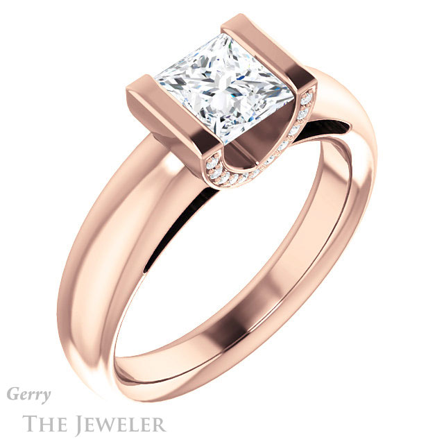Princess Cut Forever One Moissanite Engagement Ring #GTJ1059-square-fo-r 4 Princess Cut Forever One Moissanite Engagement Ring #GTJ1059-square-fo-r