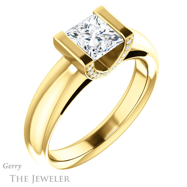 Princess Cut Forever One Moissanite Engagement Ring #GTJ1059-square-fo-y 4 Princess Cut Forever One Moissanite Engagement Ring #GTJ1059-square-fo-y