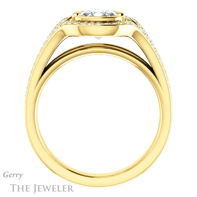 Cushion Cut Forever One Moissanite Engagement Ring #GTJ1060-cushion-fo-y