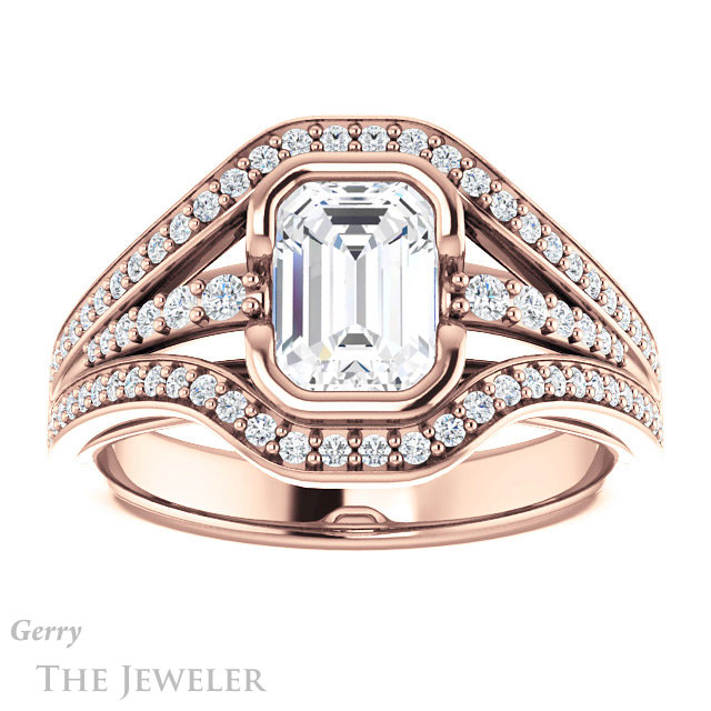 Emerald Cut Forever Brilliant Moissanite Engagement Ring #GTJ1060-emerald-fb-r