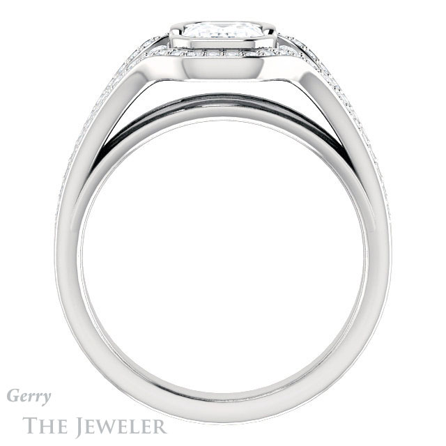 Emerald Cut Forever Brilliant Moissanite Engagement Ring #GTJ1060-emerald-fb-w