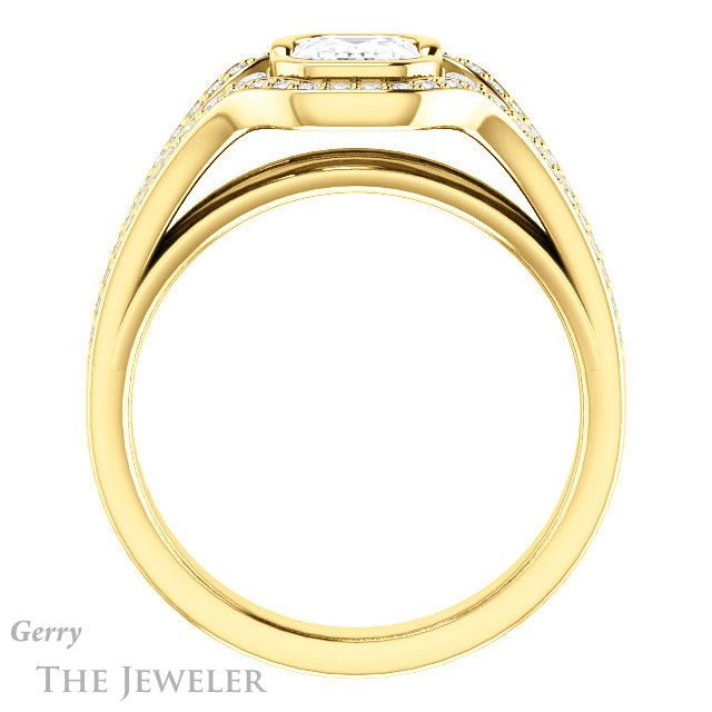 Emerald Cut Forever Brilliant Moissanite Engagement Ring #GTJ1060-emerald-fb-y