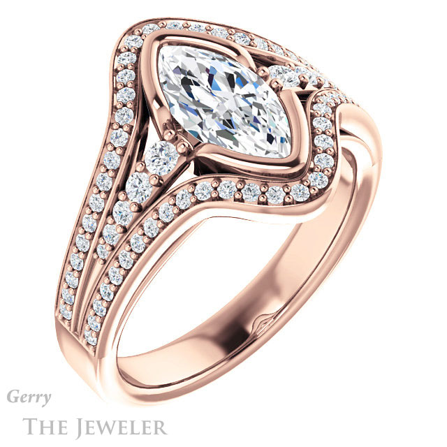 Marquise Cut Forever Brilliant Moissanite Engagement Ring #GTJ1060-marquise-fb-r