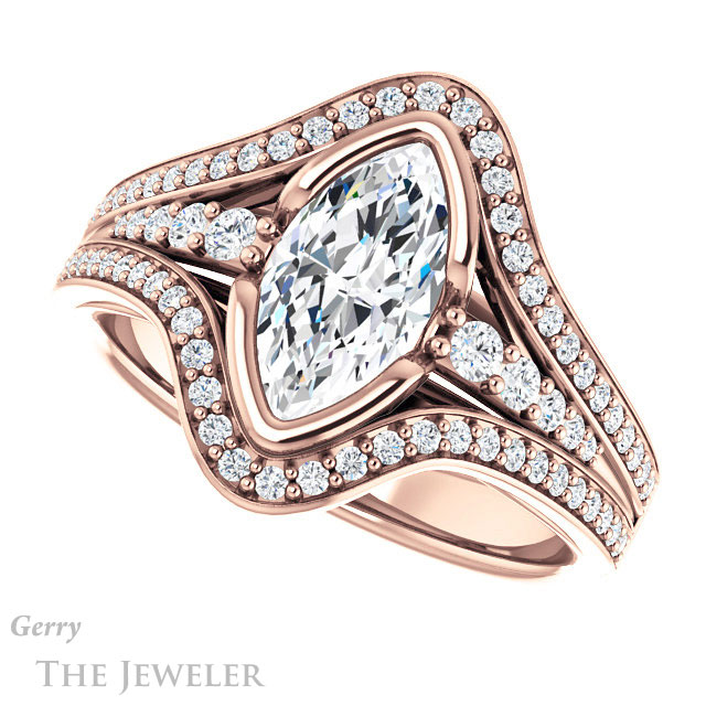 Marquise Cut Forever Brilliant Moissanite Engagement Ring #GTJ1060-marquise-fb-r