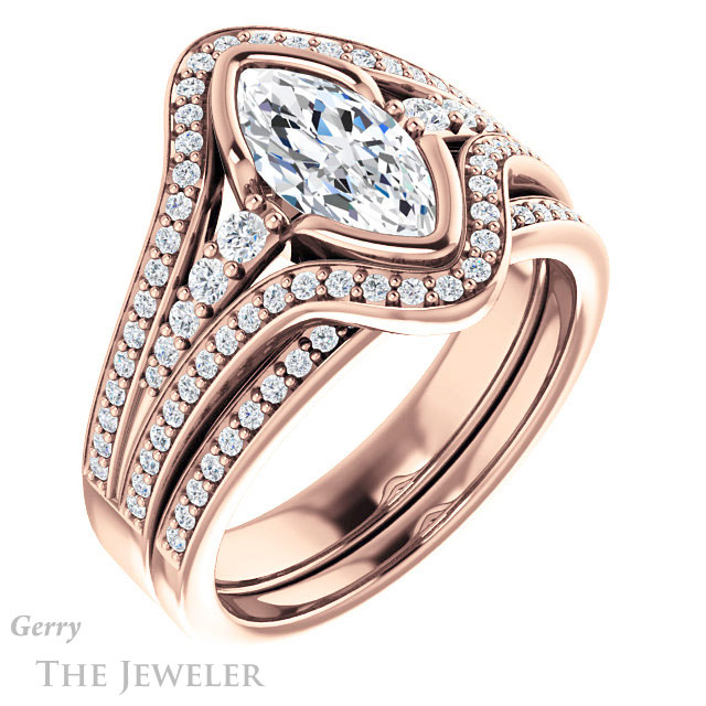 Marquise Cut Forever Brilliant Moissanite Engagement Ring #GTJ1060-marquise-fb-r