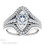 Marquise Cut Forever One Moissanite Engagement Ring #GTJ1060-marquise-fb-w 1 Marquise Cut Forever Brilliant Moissanite Engagement Ring #GTJ1060-marquise-fb-w