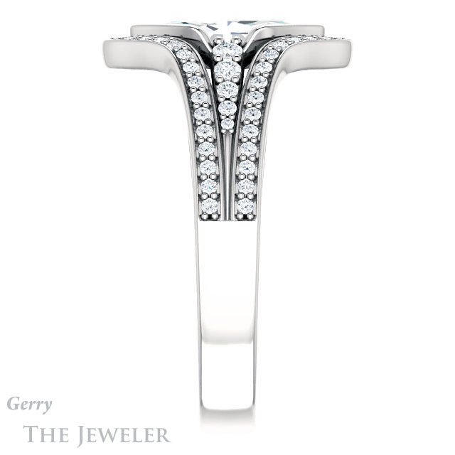 Marquise Cut Forever One Moissanite Engagement Ring #GTJ1060-marquise-fb-w 3 Marquise Cut Forever Brilliant Moissanite Engagement Ring #GTJ1060-marquise-fb-w