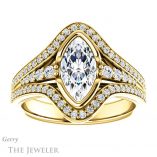 Marquise Cut Forever One Moissanite Engagement Ring #GTJ1060-marquise-fb-y 1 Marquise Cut Forever Brilliant Moissanite Engagement Ring #GTJ1060-marquise-fb-y